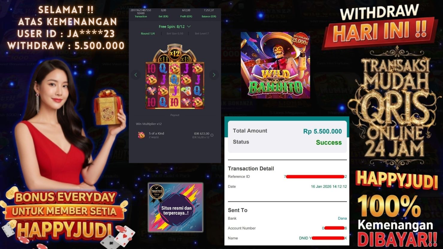 HAPPYJUDI JACKPOT SLOT WILD BANDITO